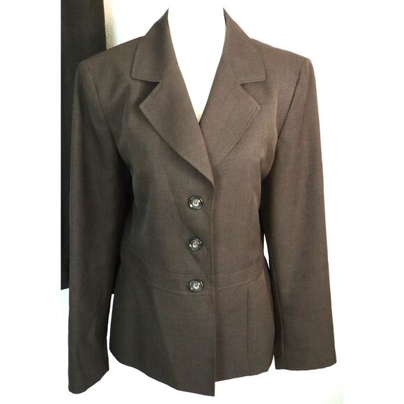 Le Suit Brown Pant Suit Bootcut Straight Wide Leg Corporate Business Work 12 - Picture 3 of 8